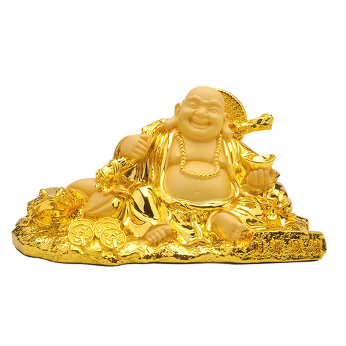 Velvet gold handicrafts, money rolling golden toad ornaments, big belly Maitreya and laughing Buddha car ornaments, New Year's birthday gifts