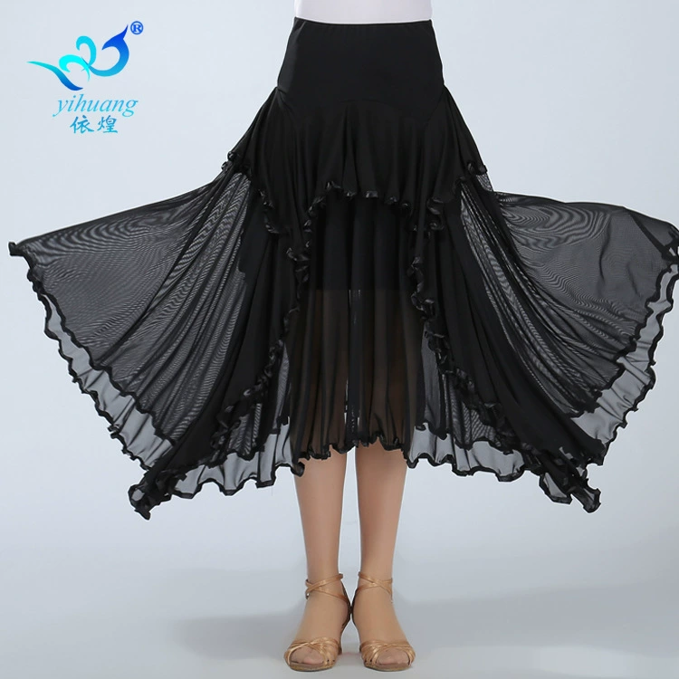 Юбка для современных танцев Юбка для бальных танцев Большая юбка-качели Одежда для танцевальных выступлений Летняя сетчатая юбка для бальных танцев
