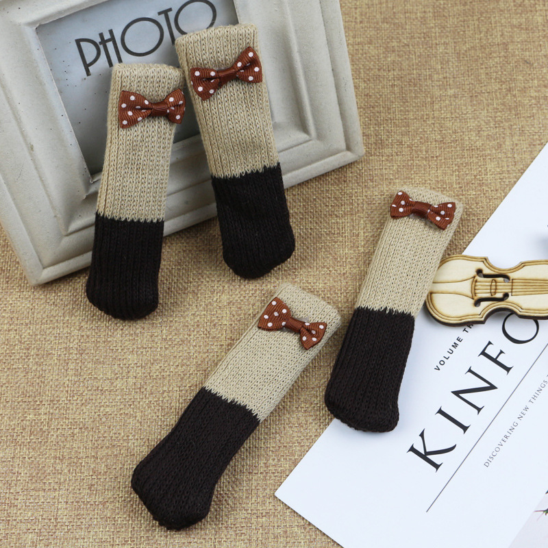 Cubierta de pie de mesa y silla de 24 piezas cubierta de pie de silla de punto de doble capa engrosada cubierta de pie de mesa y silla muda cubierta de pierna palillos cubierta de pie