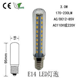 LED画廊灯泡3W长管玉米灯E14螺口2835贴片360度发光水晶灯光源T18