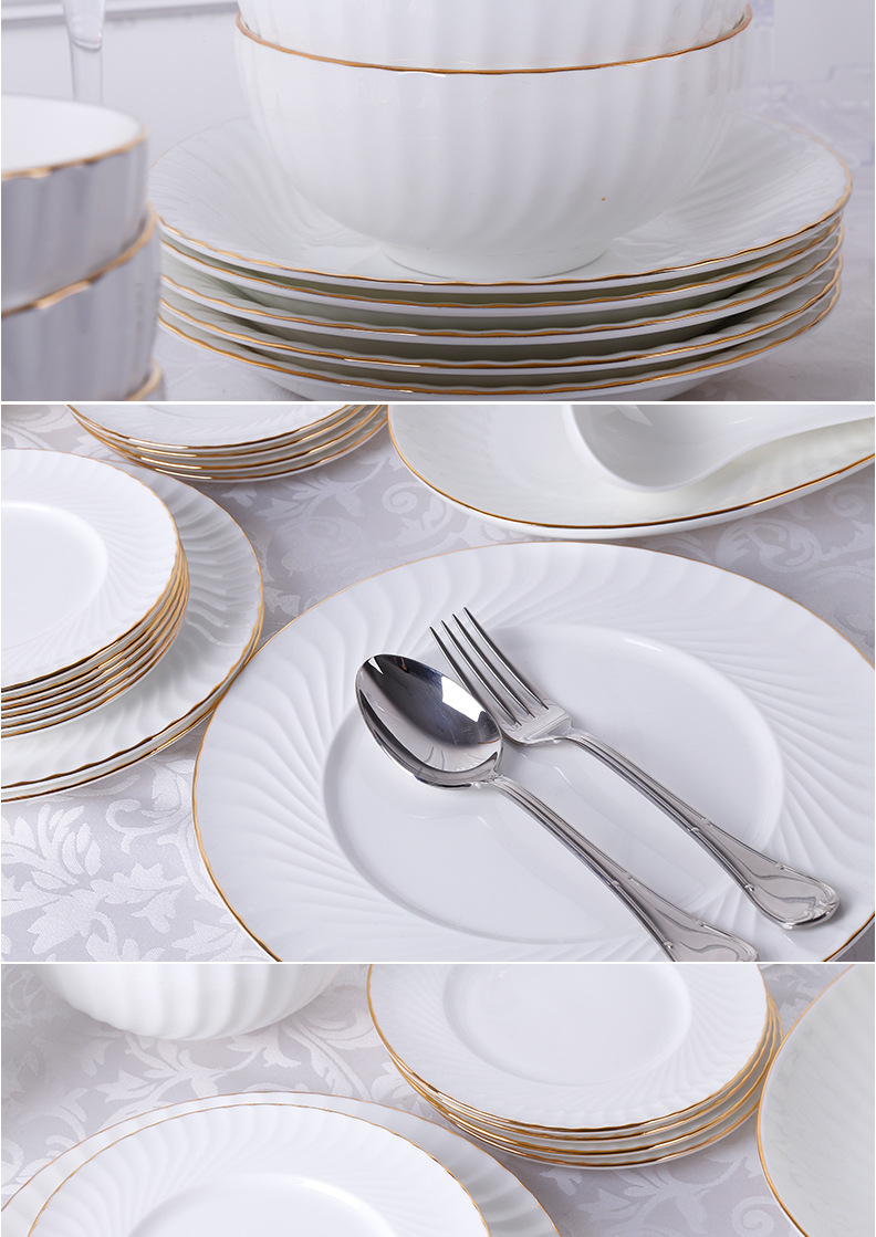 爱哈顿-旋律骨瓷餐具自由搭配-品锅汤锅汤盘平盘碗碟大小勺水果