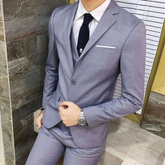 Men's three-piece business suit professional suit slim groomsman groom wedding dress spring