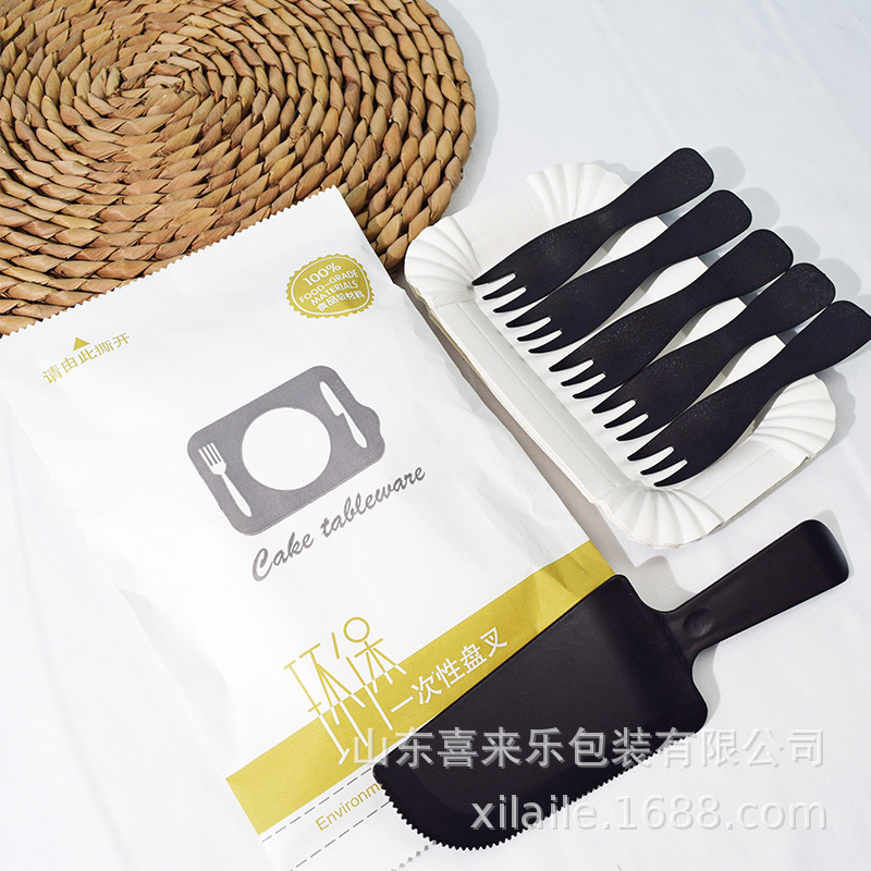 蛋糕餐具套装一次性刀叉盘组合生日刀叉碟纸盘子波浪叉三合一套装|ms