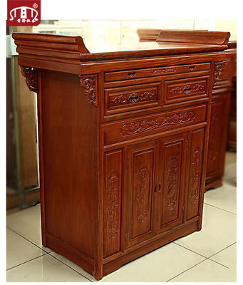 黄泽正宗花梨木翘头供神台立式佛柜神柜供桌实木吊柜 带门佛柜