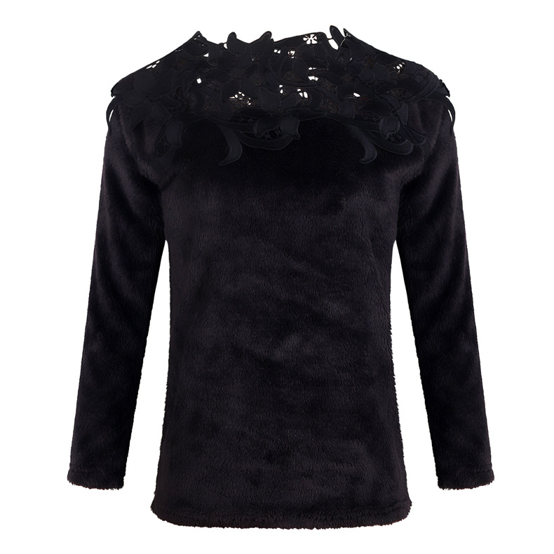 solid color stitching lace long sleeve sweater NSKX5890