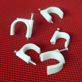 12mm圆型方型钢钉线卡 线卡子批发 网线卡 电线固定卡钉塑料线卡