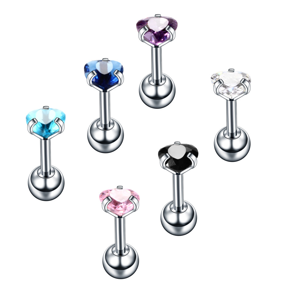 Fashion Heart Shape Stainless Steel Inlay Zircon Ear Studs 1 Piece display picture 5