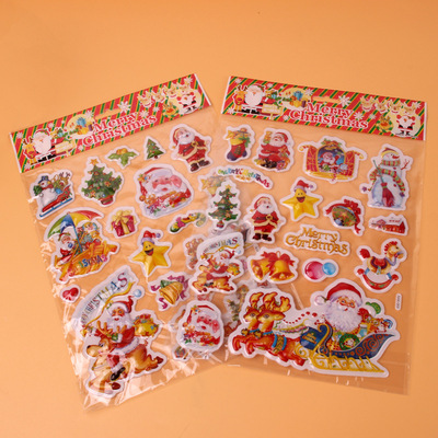 定制款亚马逊儿童卡通金色烫金金粉DIY立体pvc汽车圣诞贴纸 儿童|ru