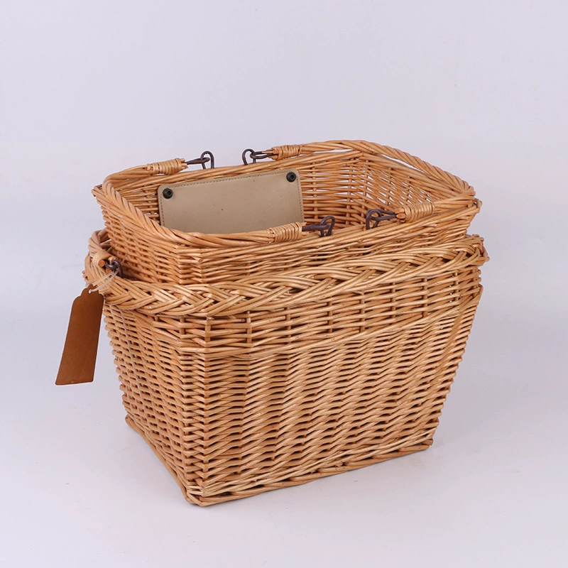 Handheld retro double-layer storage basket