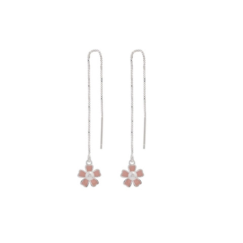 Pendientes de plata esterlina s925 pendientes de perlas de estilo coreano pendientes de flores frescas pendientes de moda de flores para mujer