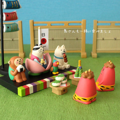 Cat Moon Viewing Mini Scene Ornament Rice Cake Rabbit Ninja Cat Dog Samurai Ornament