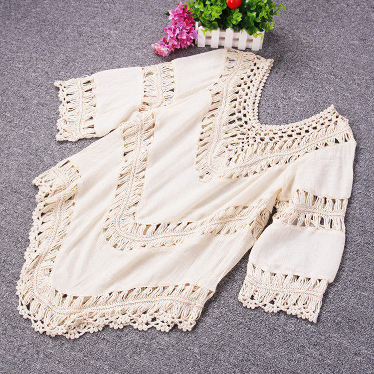 Bohemian Crochet Cover Up Sexy Bikini Set with Sheer Design Beachwear for Summer Wholesale Available