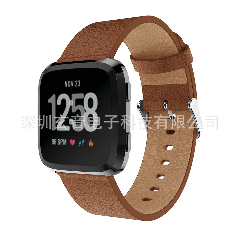 適用於Fitbit Versa 2錶帶荔枝紋手錶帶單圈腕帶