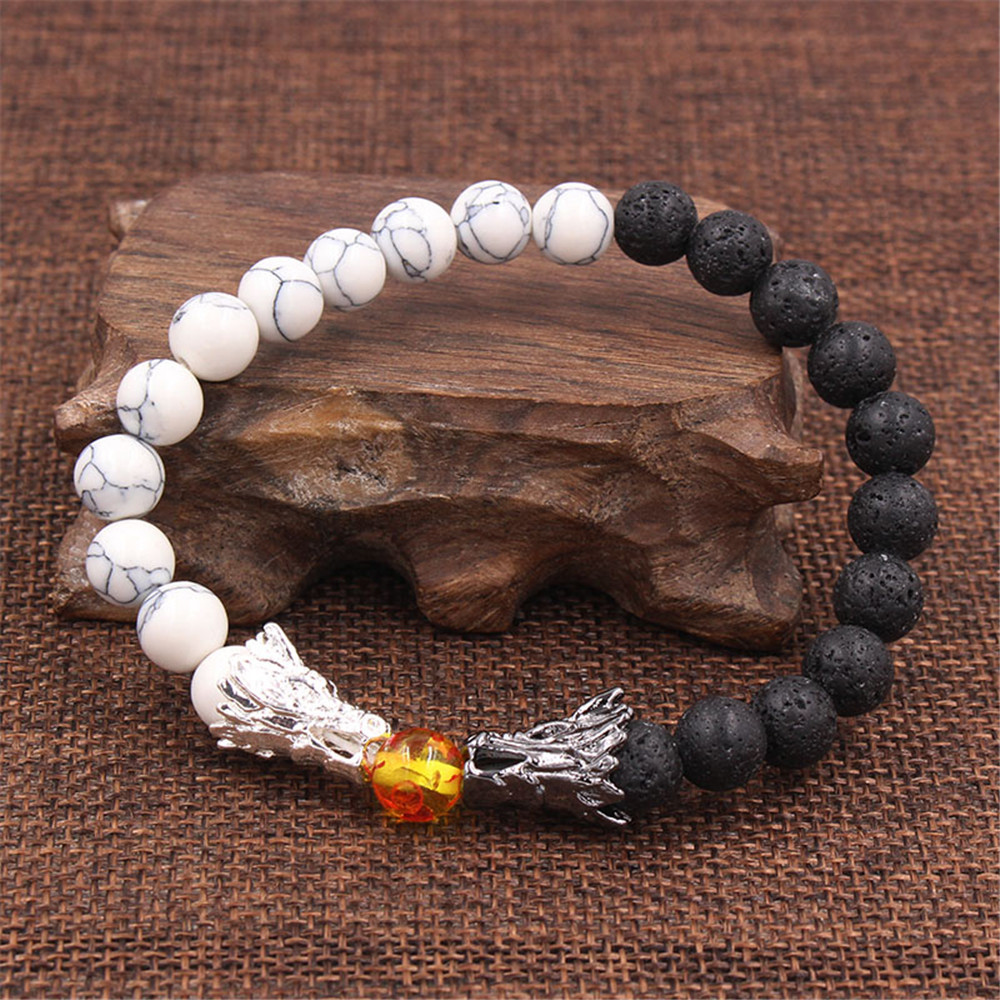 wholesale jewelry volcanic stone white turquoise topaz loong head bracelet nihaojewelrypicture10