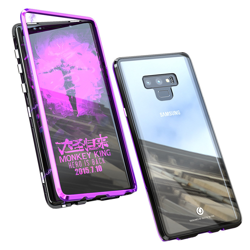 GINMIC Magneto Sword Magnetic Absorption Aluminum Metal Bumper Tempered Glass Back Cover Case for Samsung Galaxy Note 9