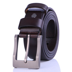 Wholesale Belts: Men's Pin-Clasp Leather Belt, Genuine Leather Waistband for Gentlemen, Trendy Casual Cowhide Pants Belt—Factory Direct Sales