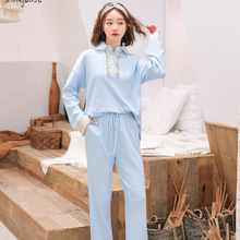 特价不退换甜果酥春季新款睡衣女士小清新纯棉长袖长裤家居服套装
