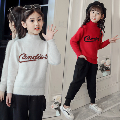 Girls sweater 2019 new pattern Autumn and winter CUHK Socket Imitation mink knitting thickening Base coat On behalf of