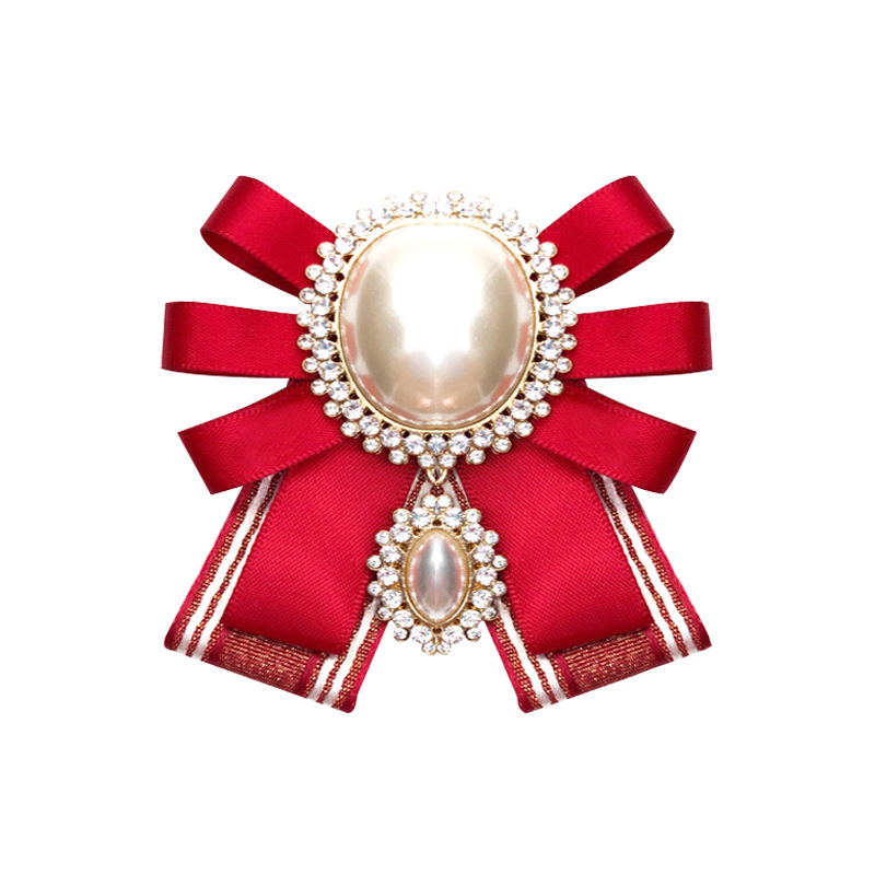 Bow Knot Pattern Elegant Pin Bow Knot Alloy Ribbon Plating Inlay Artificial Pearls Artificial Diamond Women's Brooches