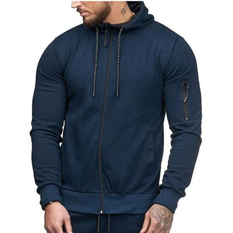 2021 Mens Long Sleeve Army Green Hoodies Large Size Zipper Solid Color ...