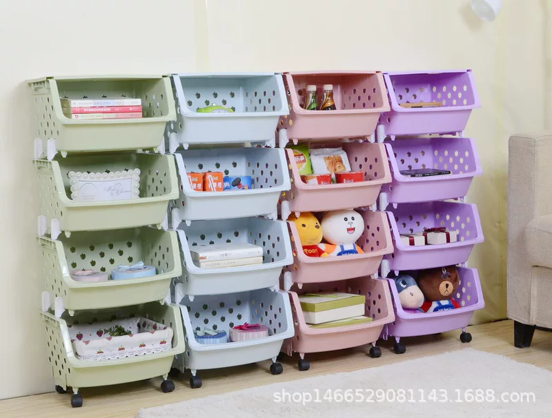 Kitchen shelf Meiyi multi-layer vegetable storage basket, 1–4 tiers, wheels optional