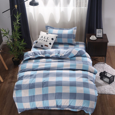 万巢纺织全棉学生三件套 定做宿舍职工单位单人上下铺床品可印制|ru