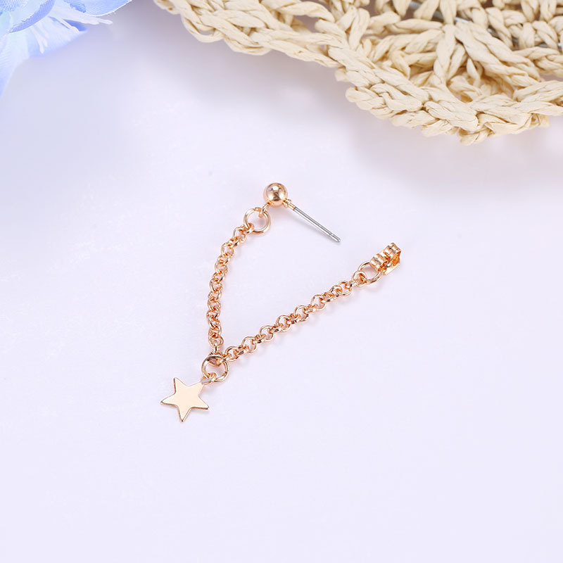 Fashion Simple Pentagram Chain Tassel Long Earrings Women's Cute Little Star Earrings display picture 6