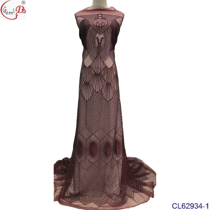 欧美流行sequinse火花设计礼服面料刺绣亮片网眼花边蕾丝婚纱礼服