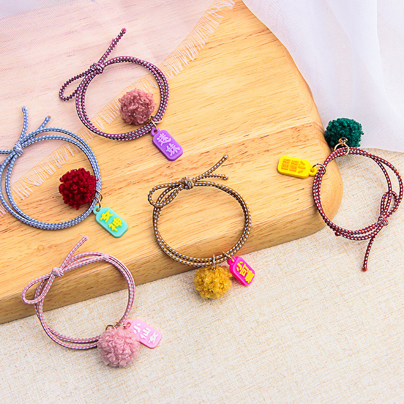 direct deal Simplicity lovely Hair ball Written words girl Hair rope Korean Edition Tousheng Hairpin Ponytail Hairdressing wholesale