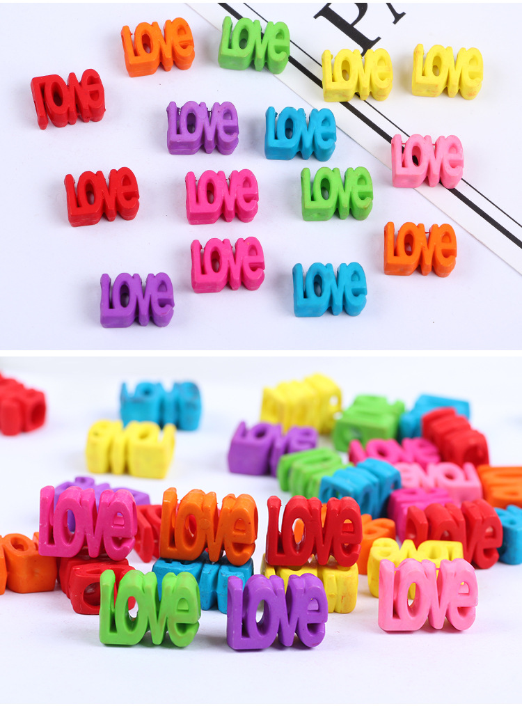 diy jewelry accessories: LOVE English letter beads, acrylic matte straight hole plastic beads, necklace loose bead accessories detail image 5