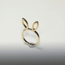 动物宠物可爱小兔子长长耳朵卖萌流氓兔戒指饰品Bunny ear ring