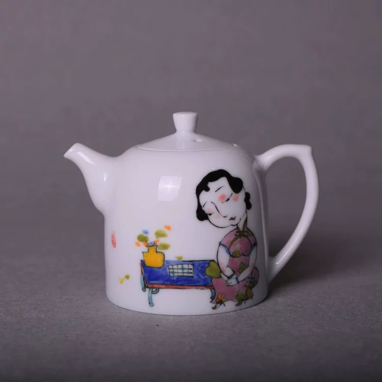 Чайный сервиз с мультяшным рисунком, ручная работа, ручная роспись