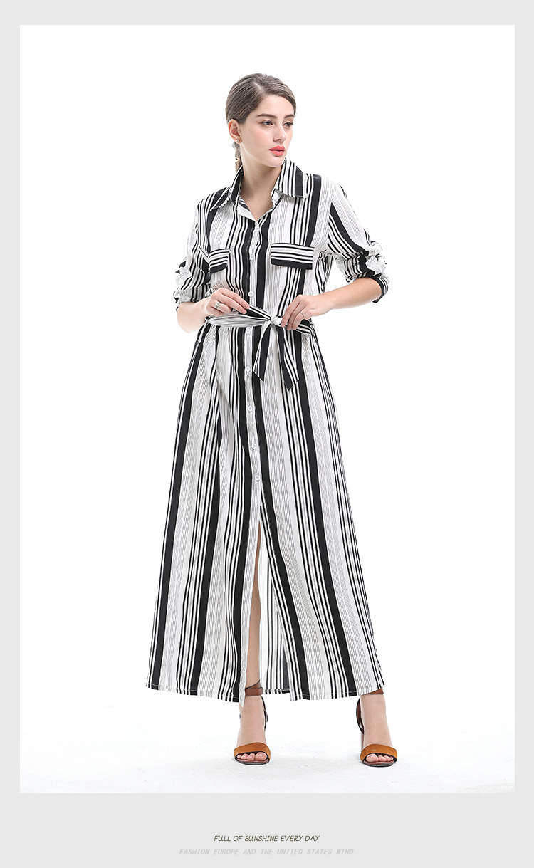 spring and autumn new long striped printed lapel loose long sleeve shirt  NSJR30274