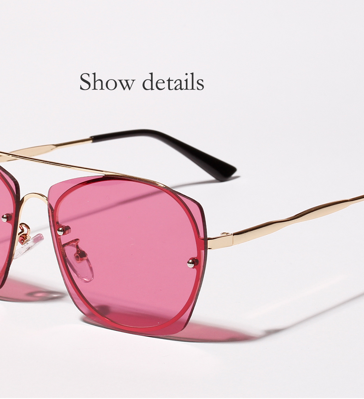 Metal Frameless Sunglasses Fashion Four-frame Large-frame Color Sunglasses Wholesale display picture 5