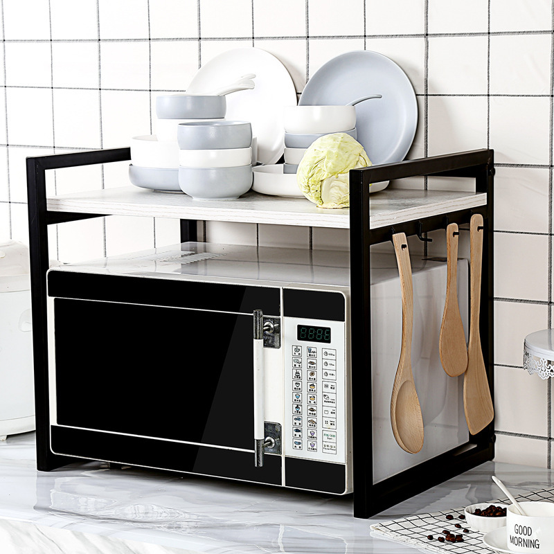 加厚微波炉厨房置物架多层收纳调味料架烤箱架电饭煲架双层储物架|ru