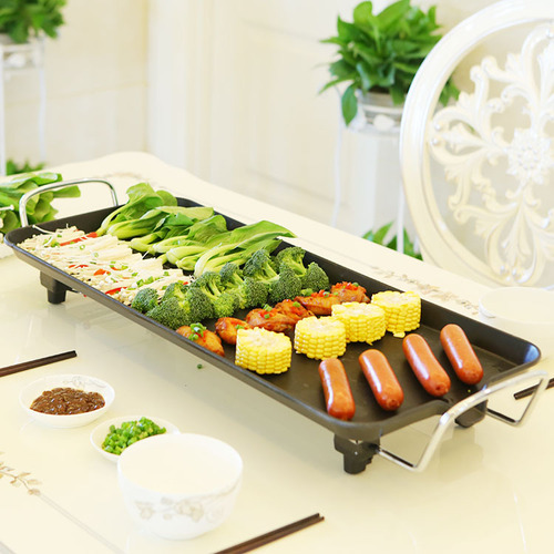 Euro-standard 220V light smoke non-stick electric grill, home multi-functional electric barbecue, portable meat skewer barbecue machine, electric grill rack