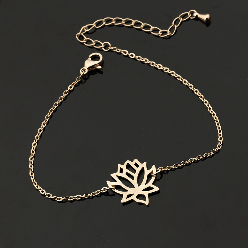Simple Rose Gold Bracelet Stainless Steel Lotus Bracelet Wholesale display picture 4