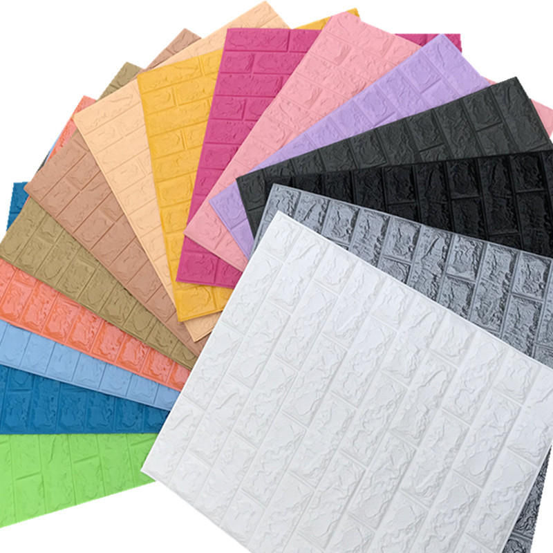 70*77cm大尺寸3D立體自粘牆貼壁紙背景牆防水PVC泡沫圖案牆磚隔音