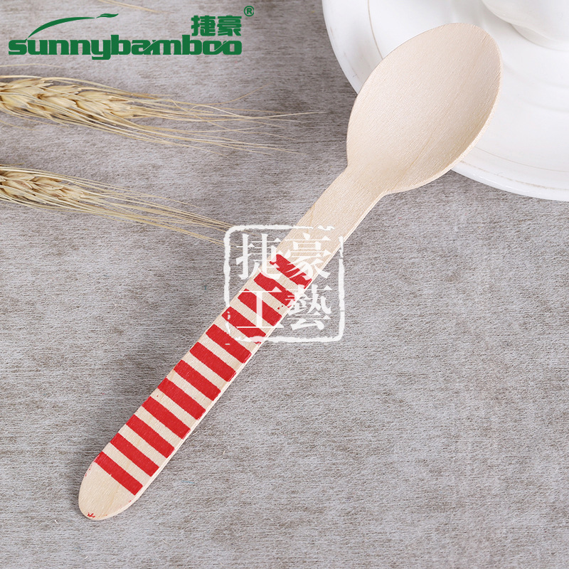 New cute printed disposable knives, forks and spoons, portable disposable tableware for travel, wholesale of wooden knives, forks and spoons for restaurants detail image 12