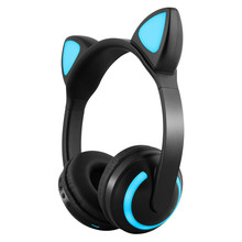 ZW-19頭戴式無線藍牙耳機5.0 發光貓耳朵七彩變色跑步運動立體聲