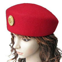 批發價國慶空姐帽紅貝雷帽樂隊演出帽舞蹈帽子女士表演帽子