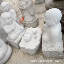 福建石雕喝茶小和尚 工厂佛像雕刻 广场小沙弥禅意景观雕塑