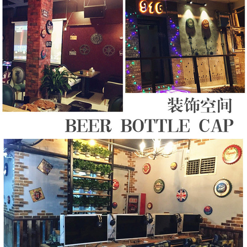 Japanese style hanging ornament 35CM retro creative beer bottle cap creative iron decorative painting/tray wall
