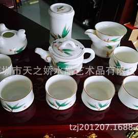 陶瓷功夫茶具套装10头 白瓷茶具茶杯公道杯 陶瓷杯子家居用品会销