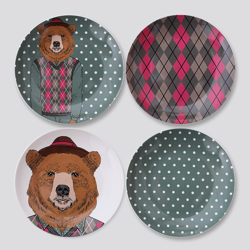 Nordic simple oso de dibujos animados decoración de la pared placa de cerámica decoración de la pared placa colgante decoración de la pared de fondo al por mayor