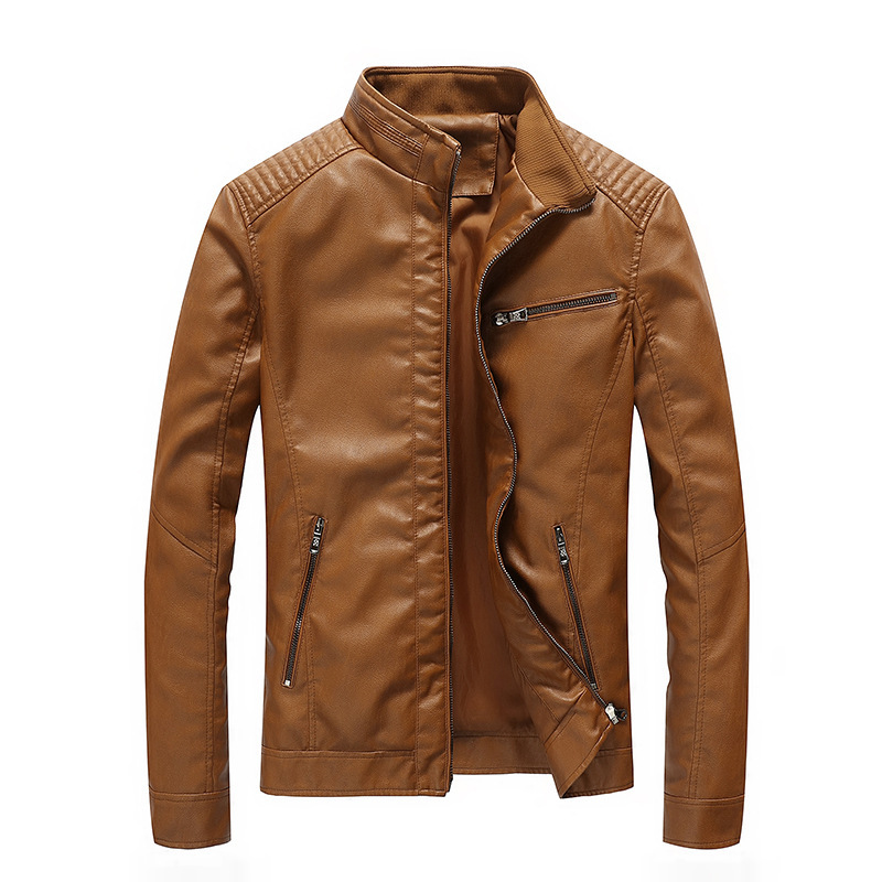 ADrop-shipping Foreign Trade Men's Style PULeather Jacket Spring And Autumn Men's Jacket Washed Thin Motorcycle Leather Jacket