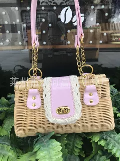 外单藤编包 时尚淑女包包 公主包 草编手提单肩包 高端休闲包