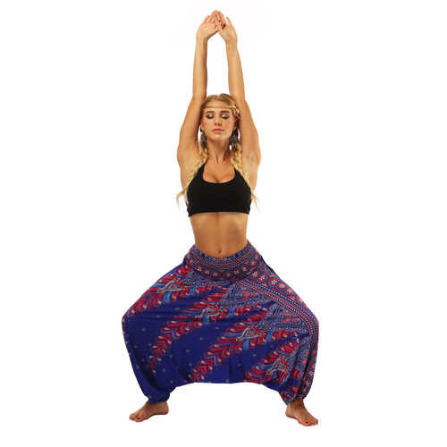  European and American Women's Fashion Ethnic Digital Printing Lantern Pants Loose Fitness Yoga Pants High-Waist One-Piece Dance Pants