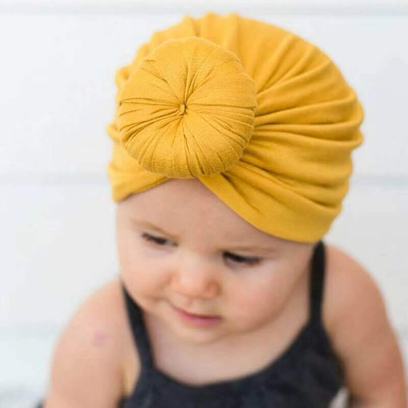 2018 new baby baby turban hat baby solid...