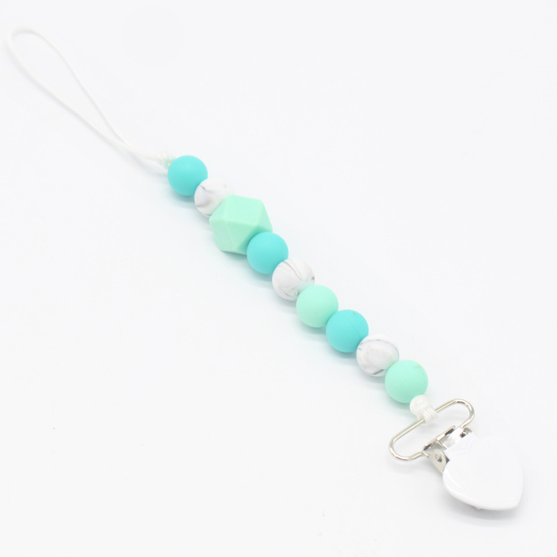 Cadena de chupete de silicona para bebés Amazon Cadena de molienda de dientes de bebés cadena anti-Caída de mordedor calmante personalizada por los fabricantes